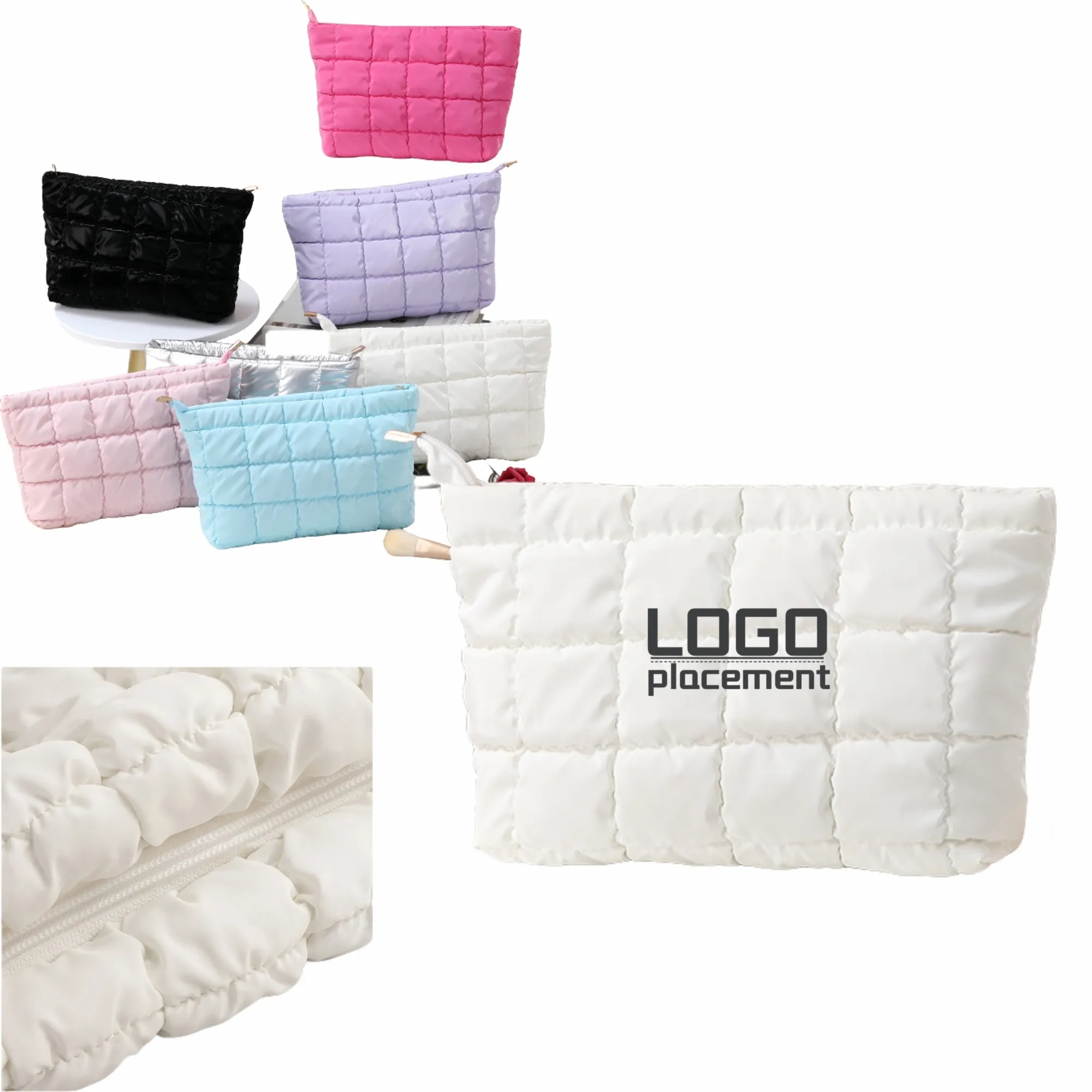 Ins-Style Quilted Cosmetic Bag, Portable Makeup Organizer