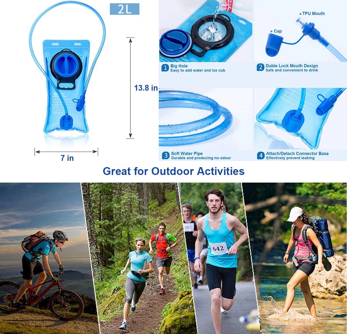 2 Liter Leakproof Water Storage Bladder Bag 6