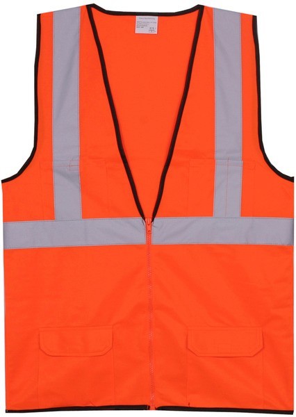 Polyester Orange Solid Zipper Safety Vest SV169