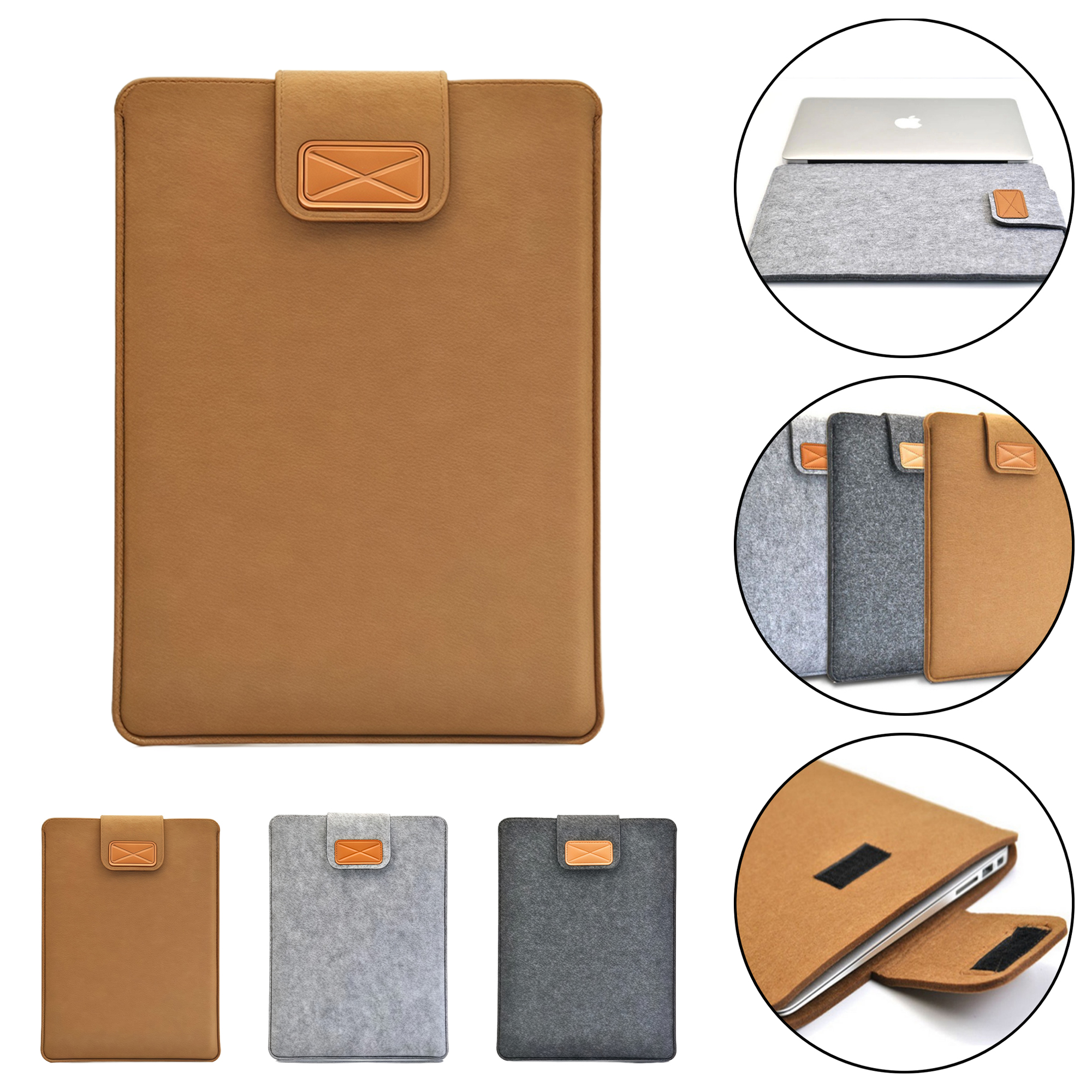 7" Felt Laptop Sleeve for Notebook Tablet iPad Case with Soft Velcro Closure 2