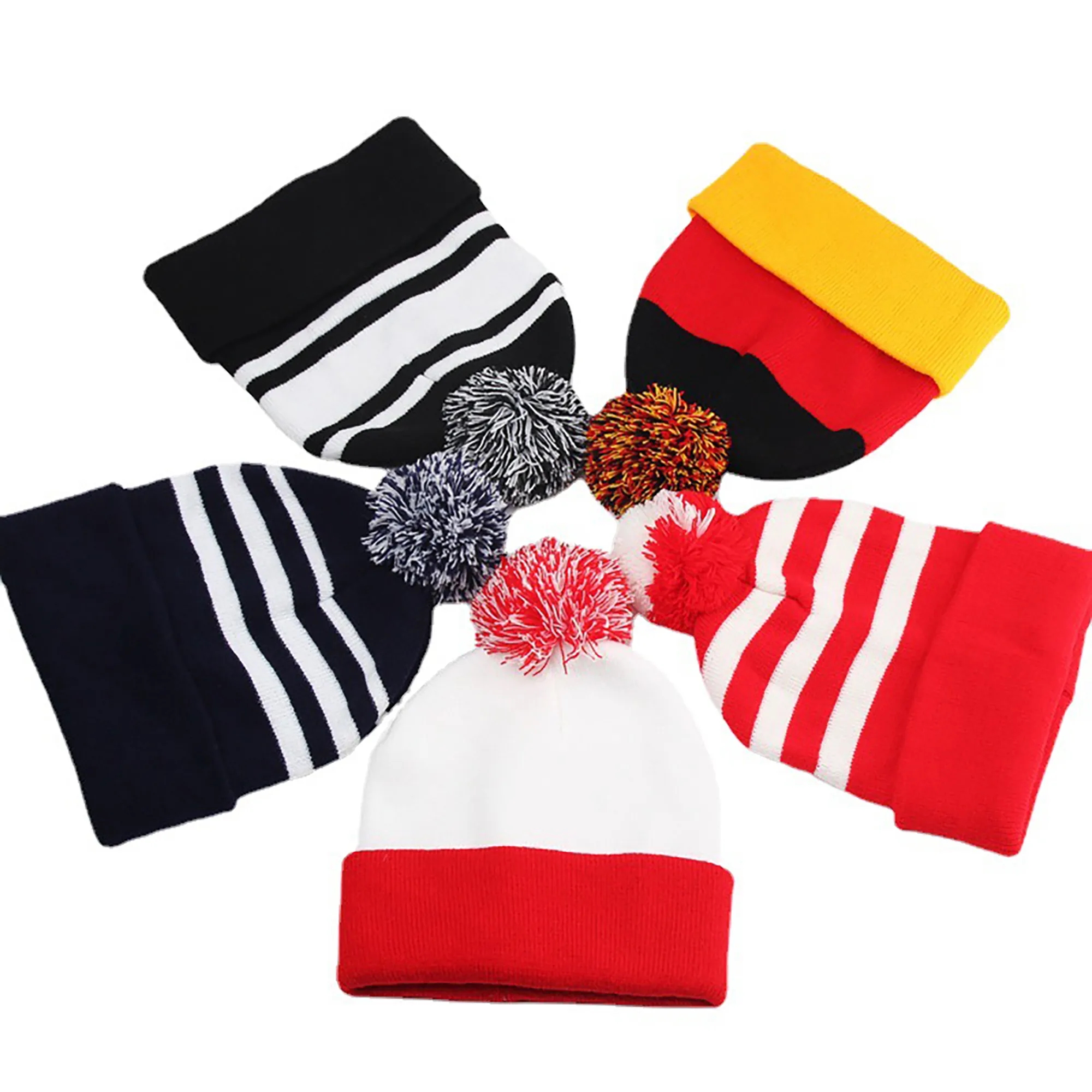 Jacquard Knitted Pom Beanie Hat 6
