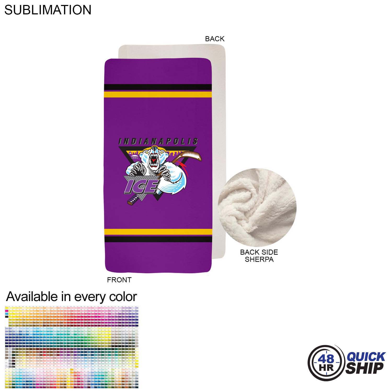 48 Hr Quick Ship - Sherpa Faux Wool Lined Micro Mink Throw, 30x60, Sublimated Edge to Edge 1 side 3