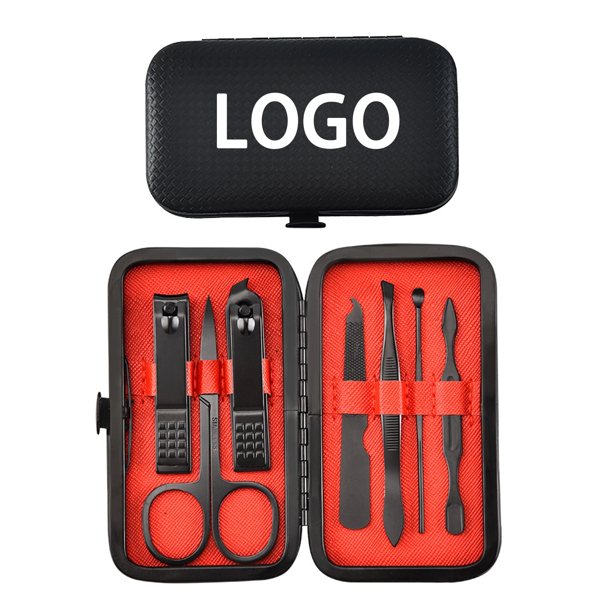 MOQ 50pcs Black 7 In 1 Manicure Kit With Case