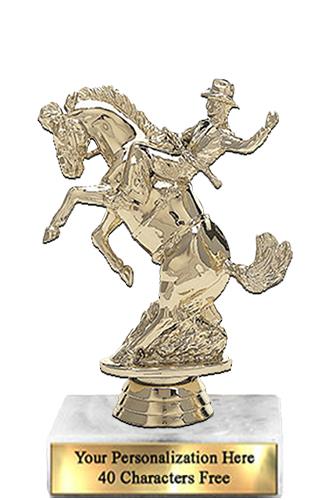 Trophy: 7", 2x3 white marble base, Bucking Bronc G 2