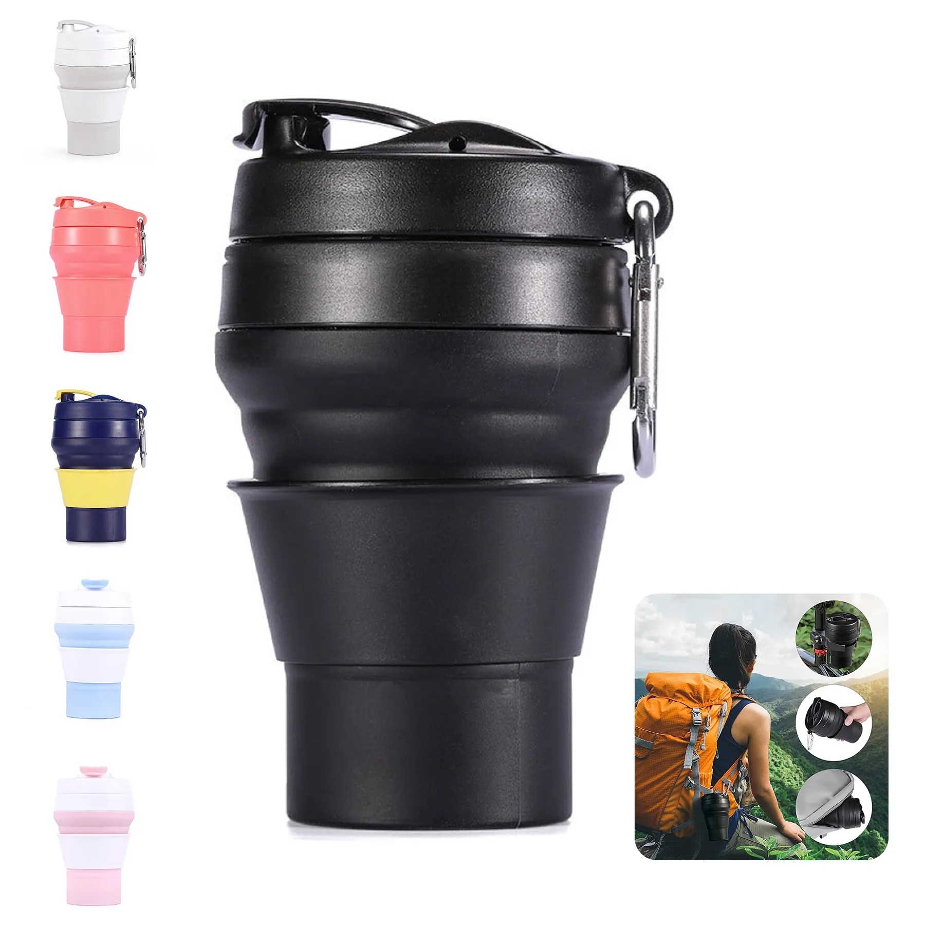20 OZ 600ml Silicone Folding Camping Cup 2