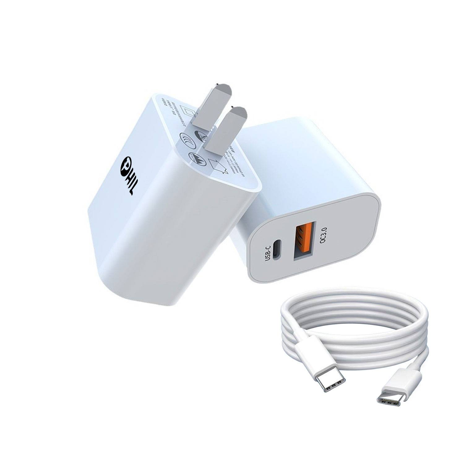 Pd20w fast charge head with C port data cable