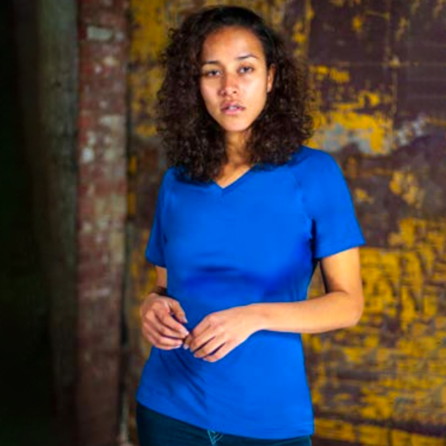 Velvet Jersey Women's Set-In Sleeves V-Neck T-Shirt 4