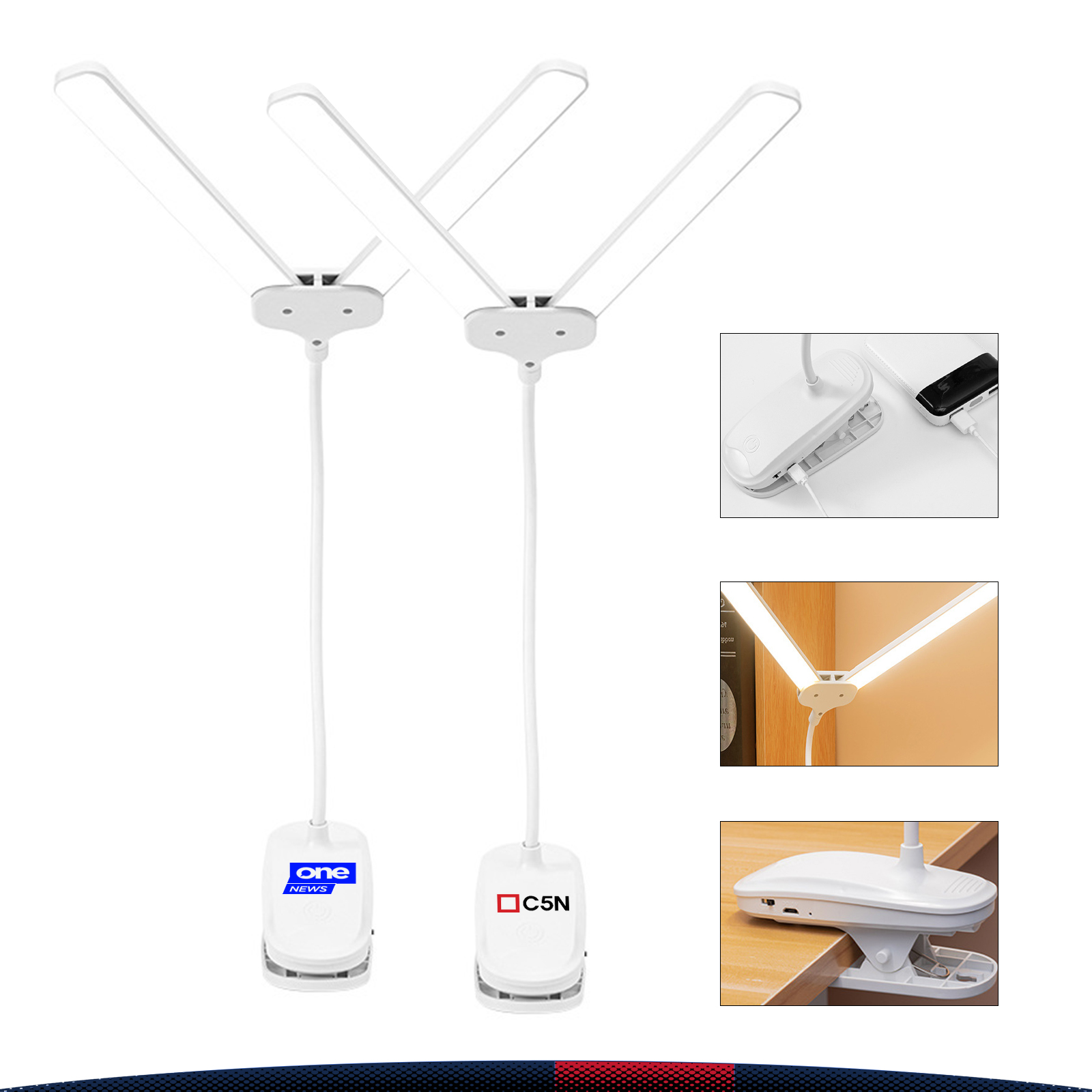 Klentor Dual Head Rechargeable LED Desk Lamp 2
