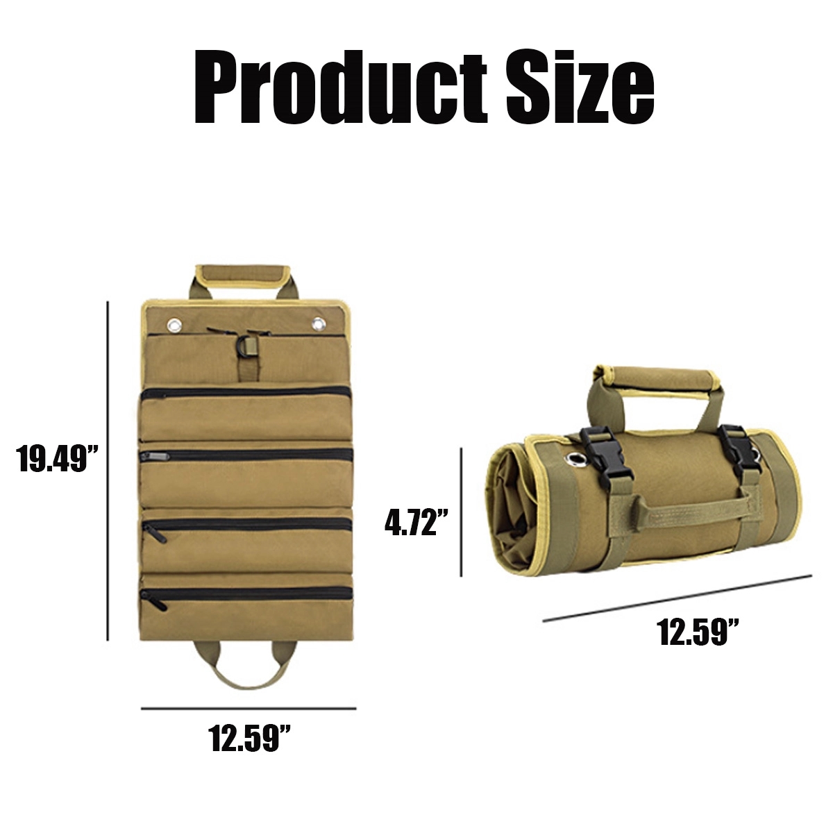 Heavy Duty Roll Up Tool Bag Organizer with 6 Tool Pouches 2