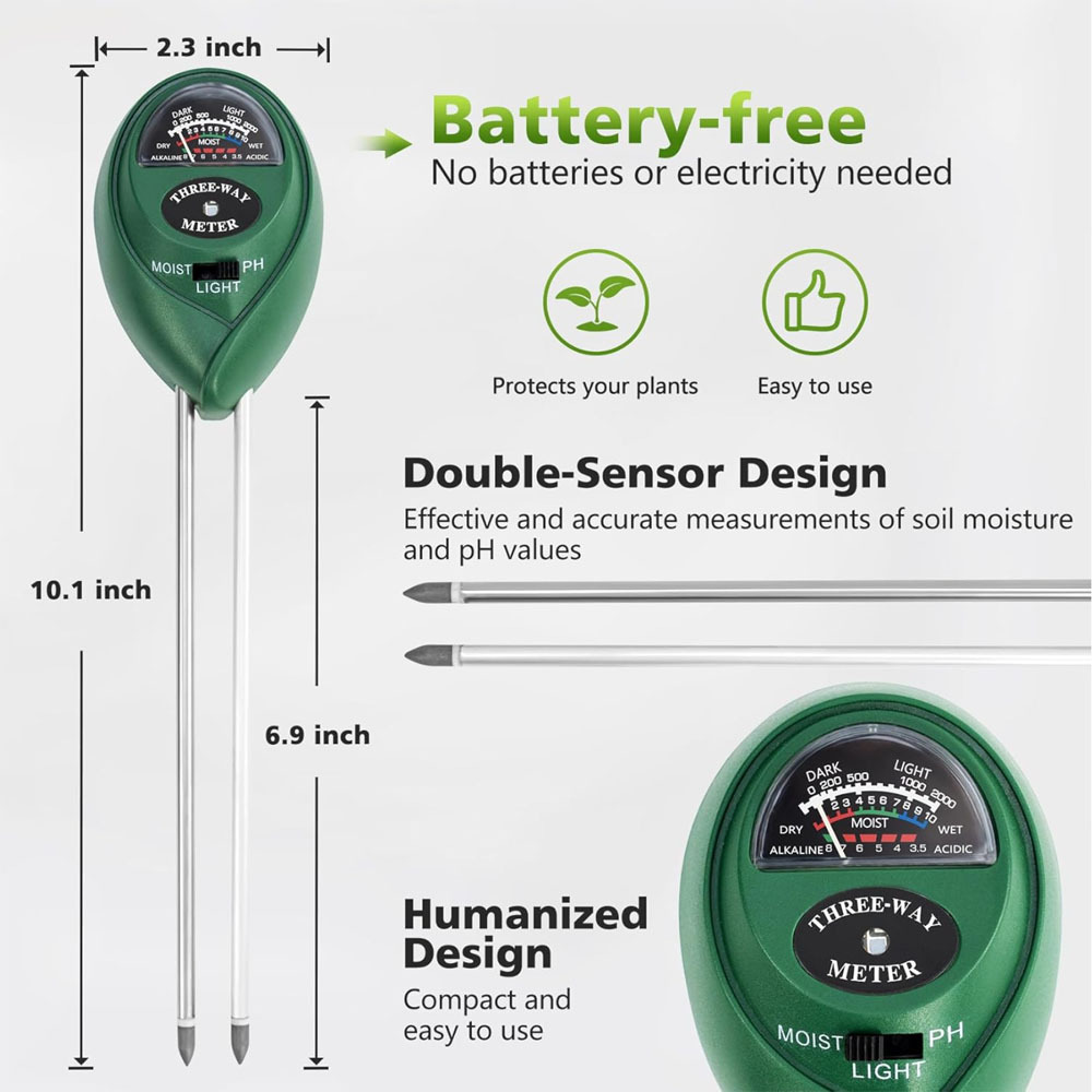3-in-1 Soil Tester with Moisture, Light and PH 5