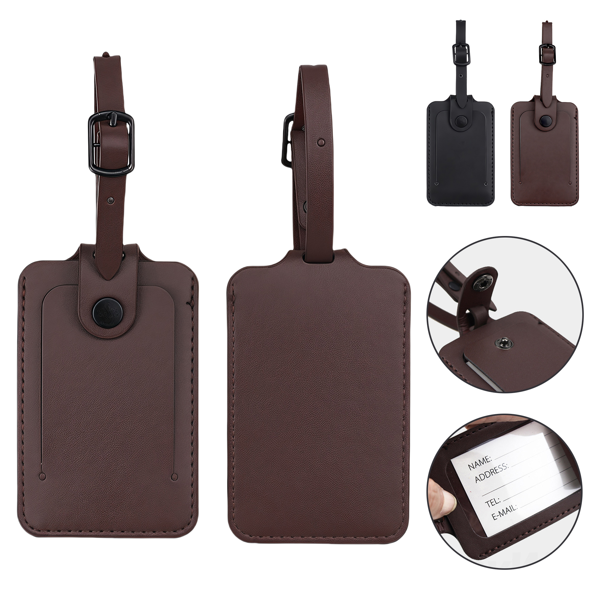Business PU Snap Luggage Tag - Durable 3
