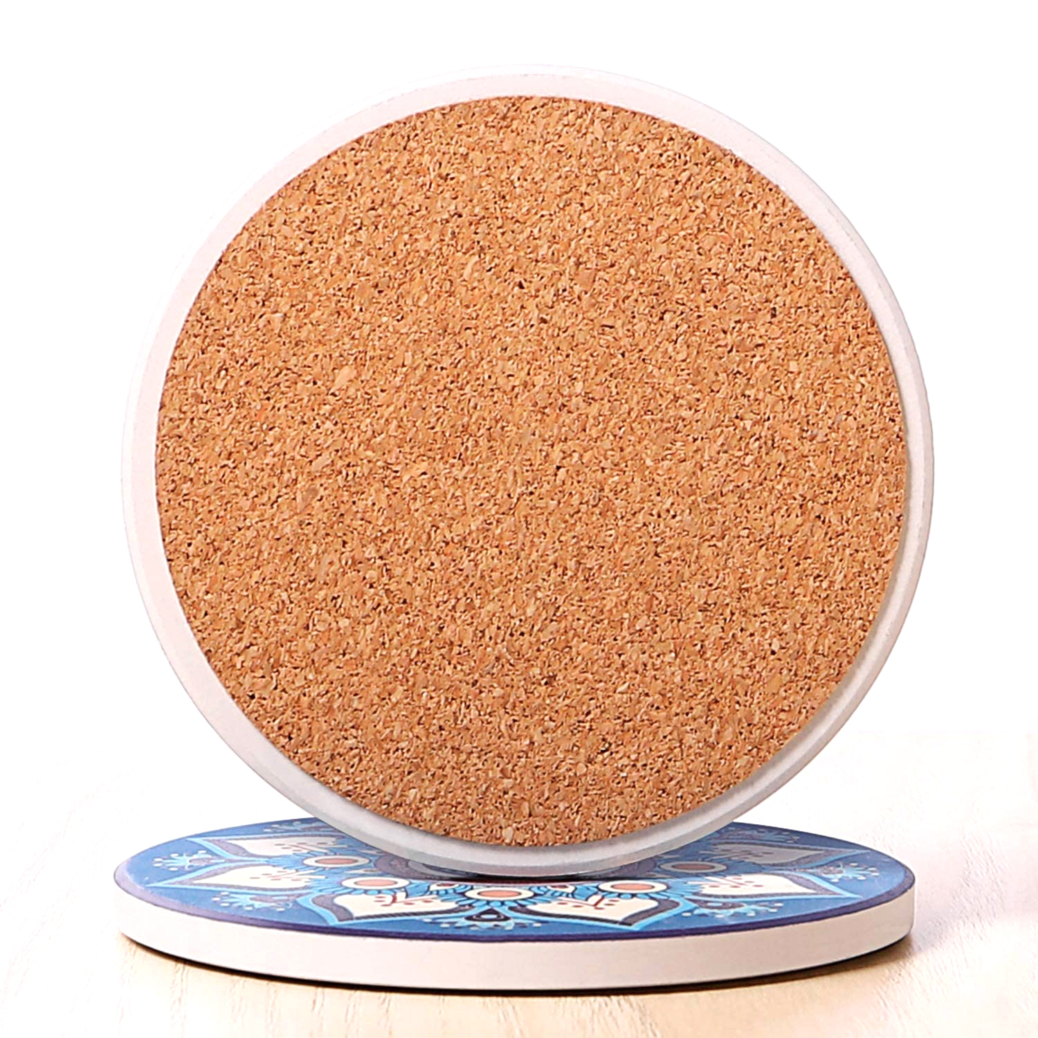 Heat-proof Ceramic Stone Coaster with Cork Base 1