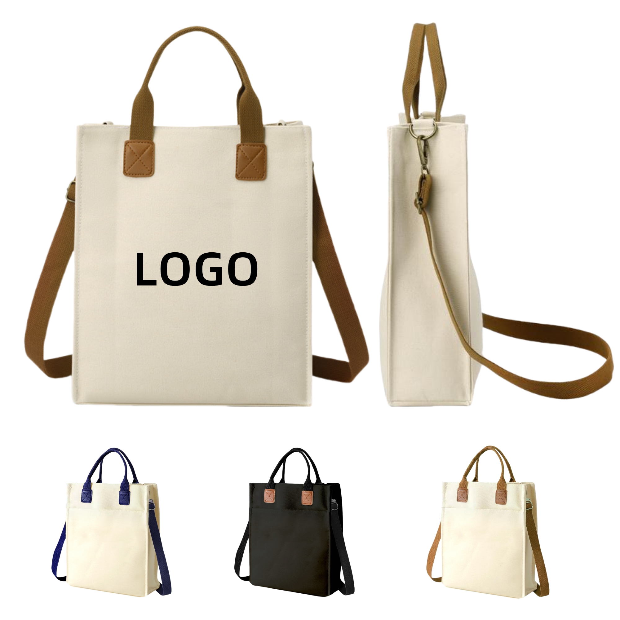 Canvas Shoulder Tote Bag, custom tote bag with logo imprint 2