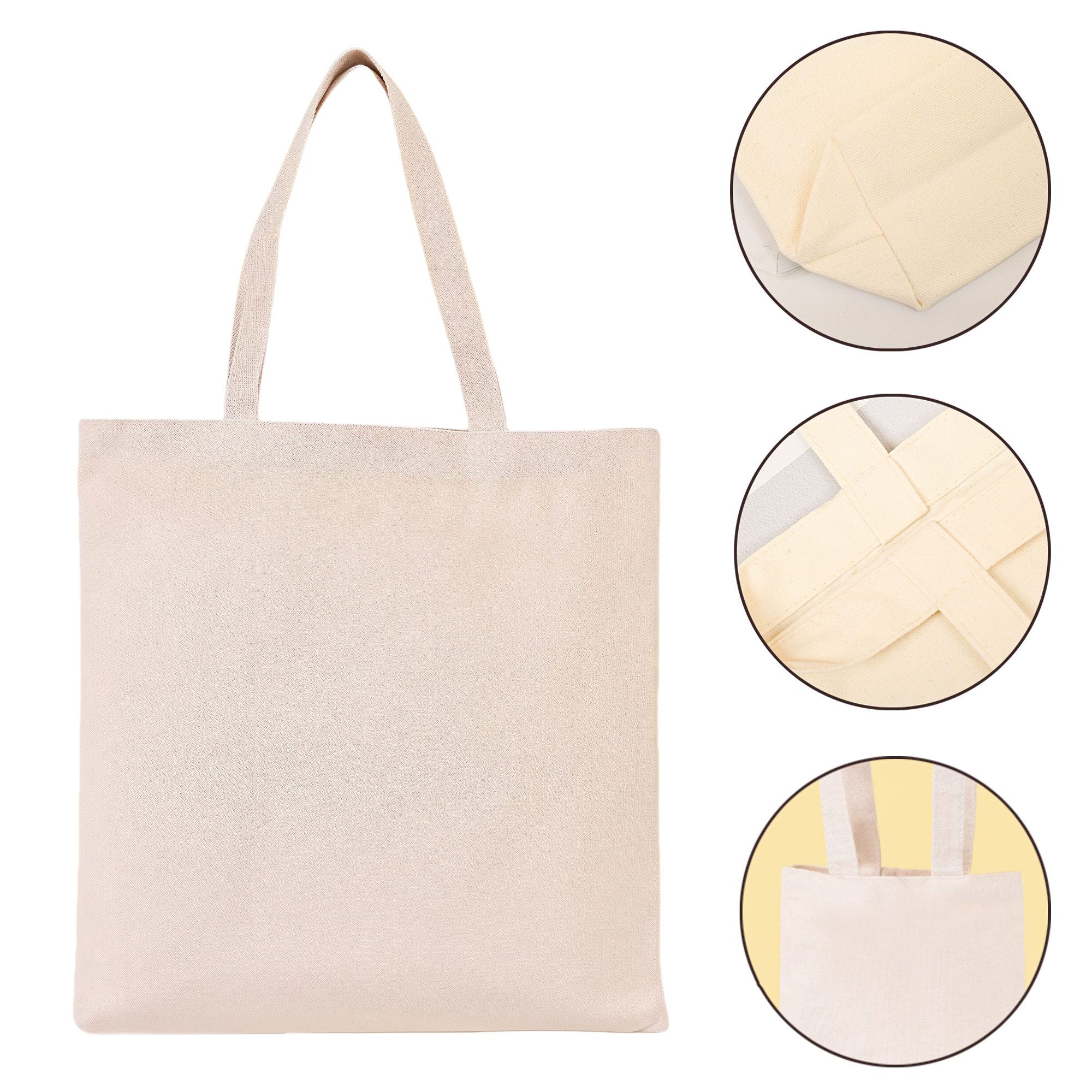 Beige Eco-Friendly Canvas Tote Bag Reusable Large Shopper Handbag 35x40cm 2