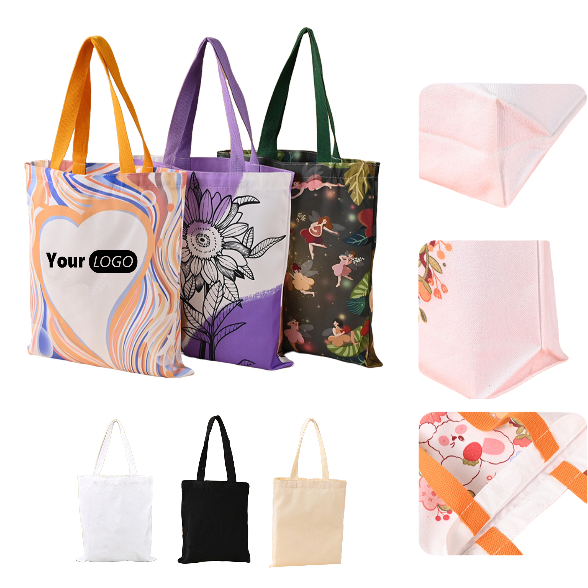 Reusable Full-Color Canvas Grocery Tote Bags MOQ 30 3