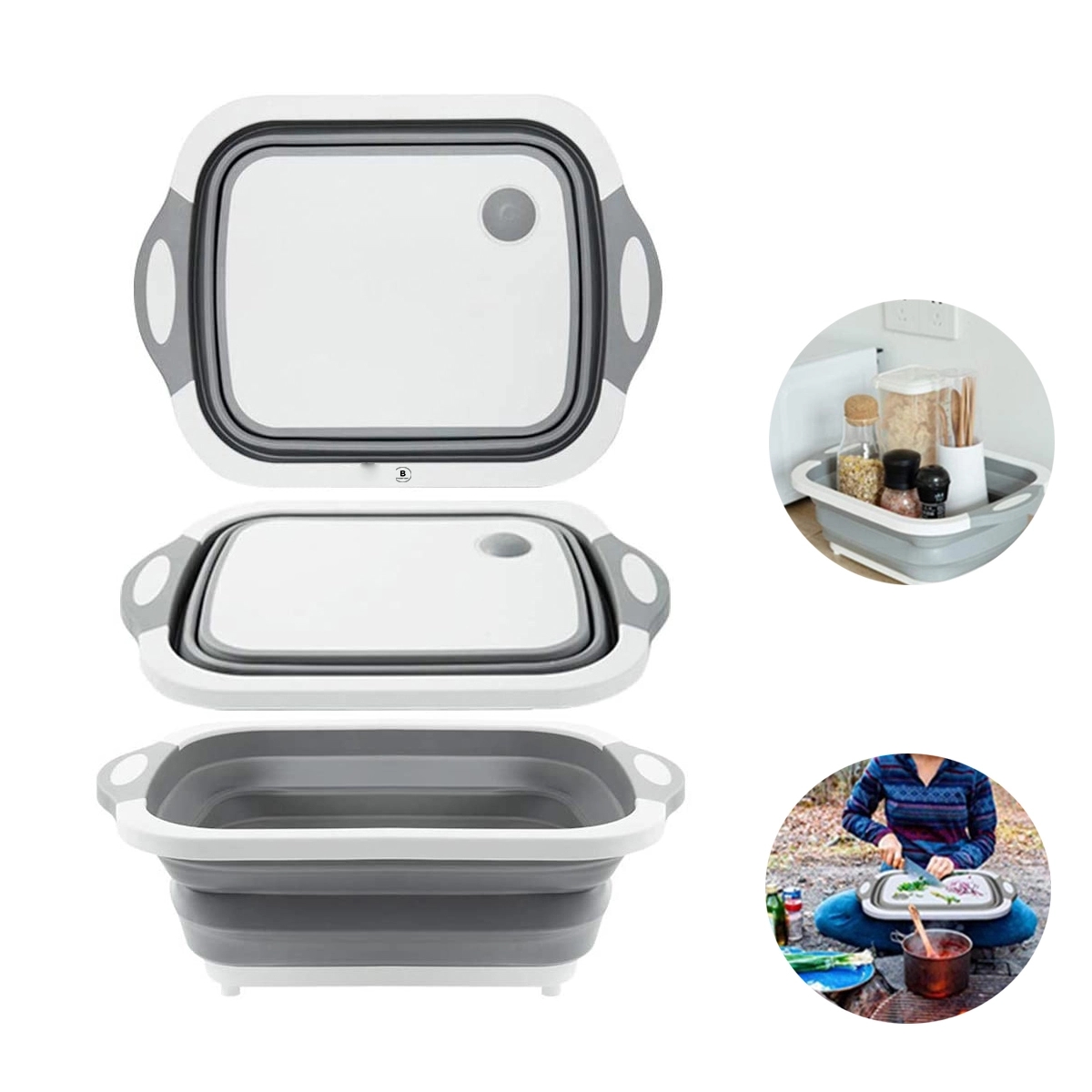 Collapsible Cutting Board with Colander 3