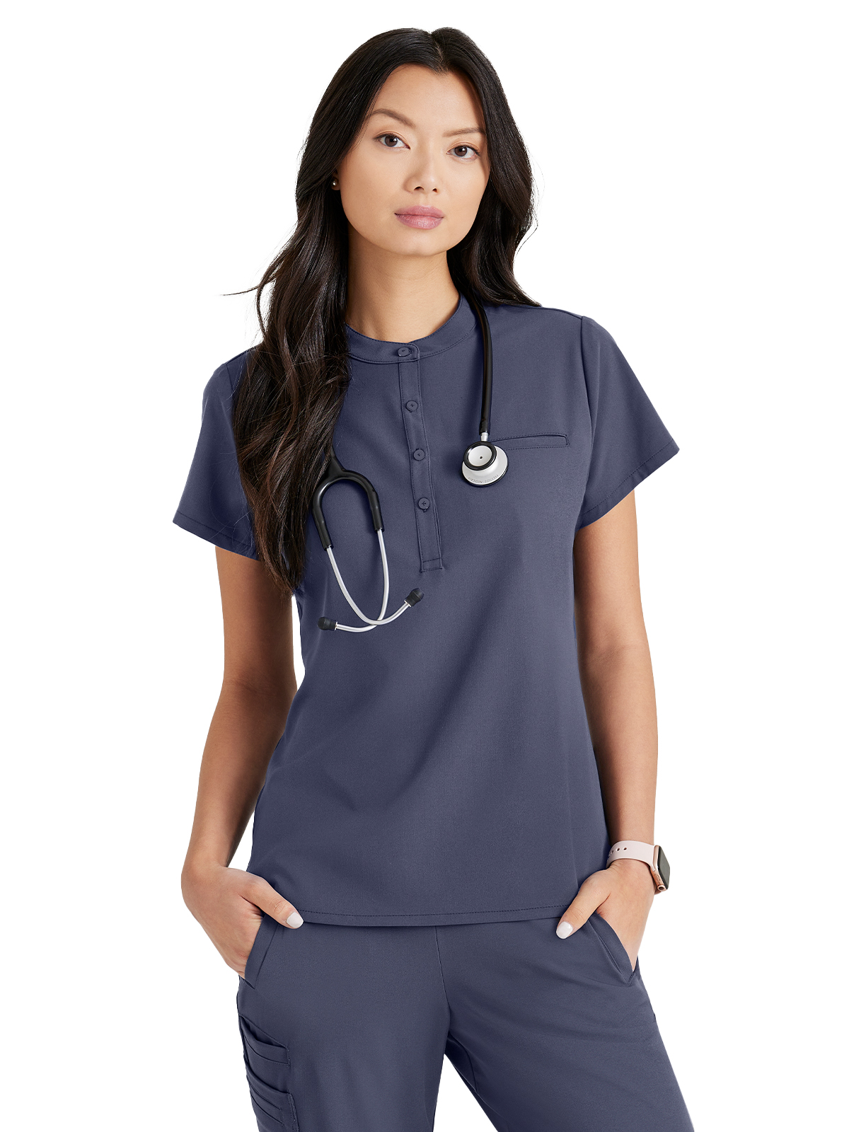 Barco Unify - Women's One-Pocket Henley Style Mission Scrub Top 3