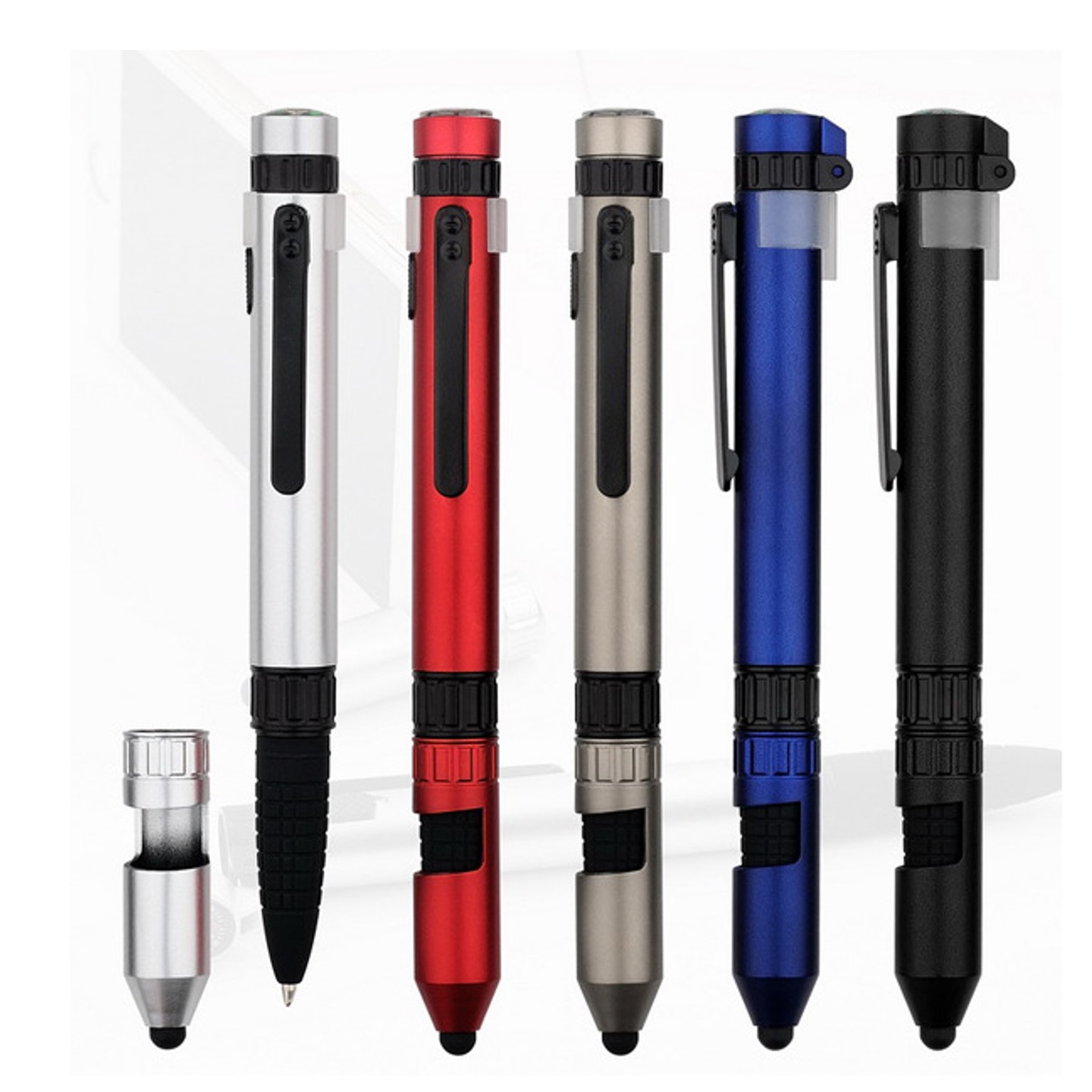 6 in 1 Military Pen with Stylus, Phone Stand, Compass Screwdriver,Torch & Tools 3
