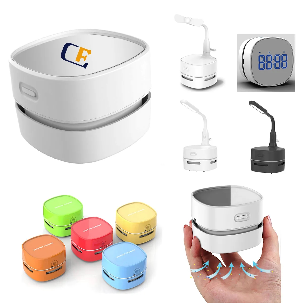 Desktop Vacuum Cleaner with Lamp Wirleess charging Fan Alarm 2