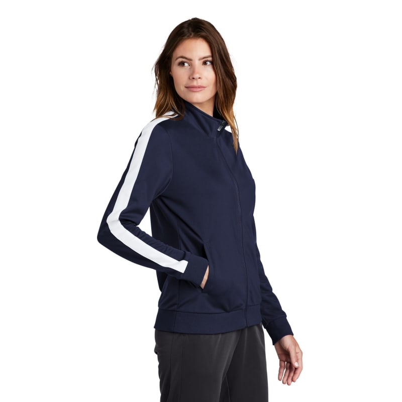 Sport-Tek Ladies Tricot Sleeve Stripe Track Jacket. 15