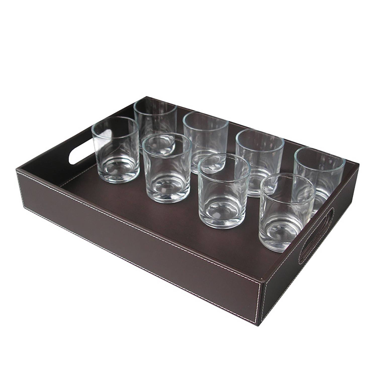 PU Leather Storage Tray w/ Handles for Household Office 8