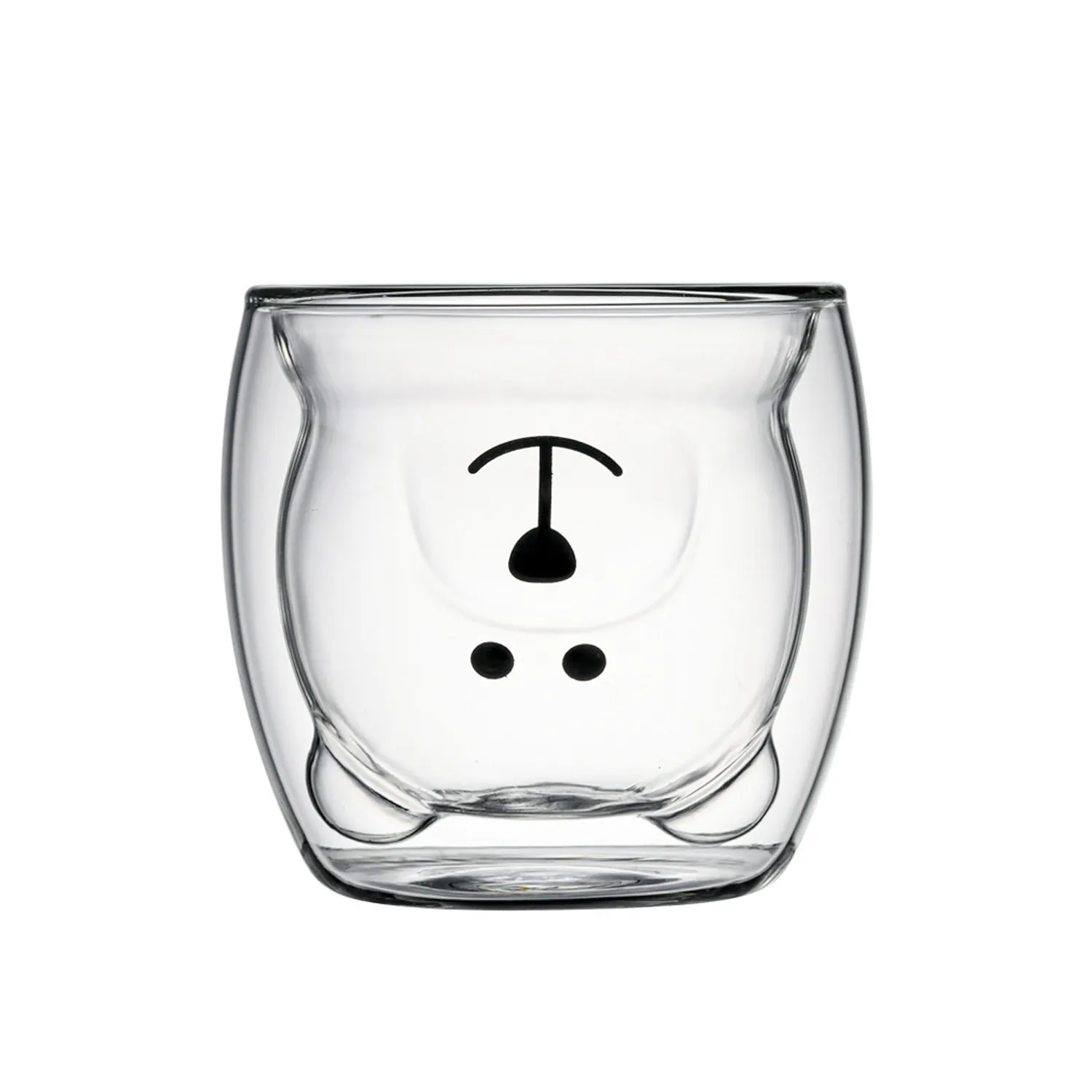 Insulated Double Wall Glass Cute Bear Mugs 3