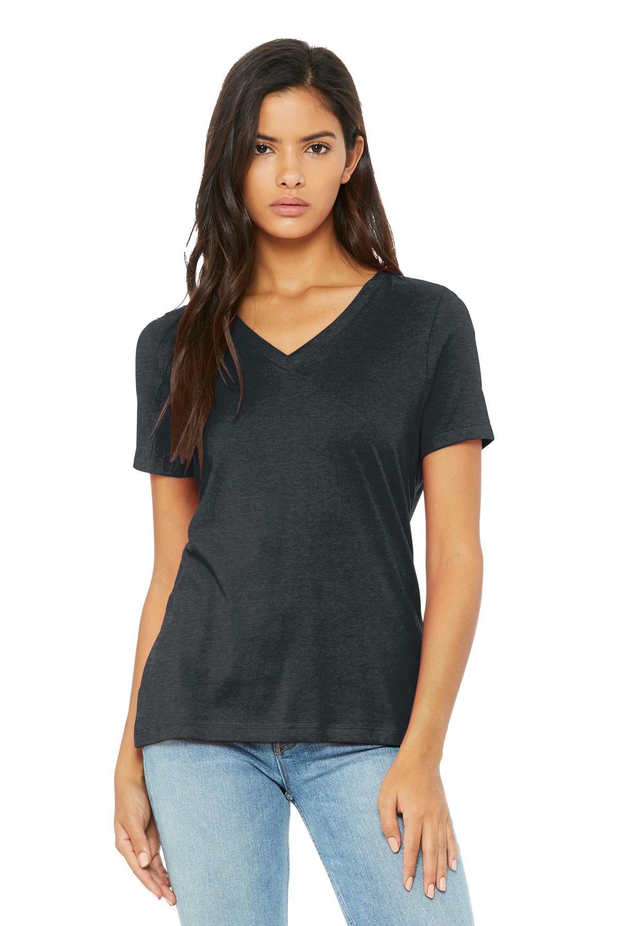BELLA+CANVAS Women's Relaxed Heather CVC V-Neck Tee BC6405CVC 48