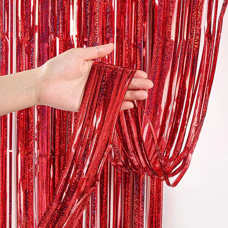Party Backdrop Christmas Decorations Foil Fringe Backdrop Curtains 4