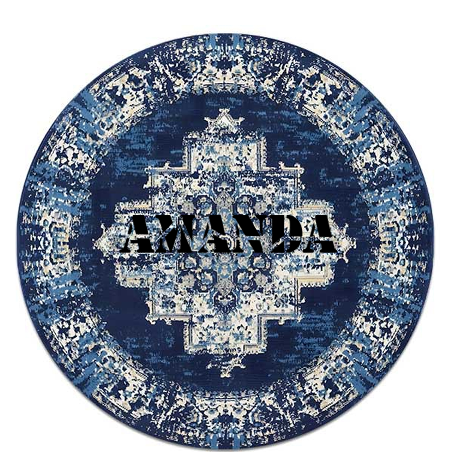 23 inch Crystal Velvet Round Vintage Ethnic Rug 6
