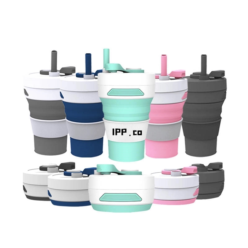 Collapsible Travel Cup Silicone Folding Bottle with Lids 10