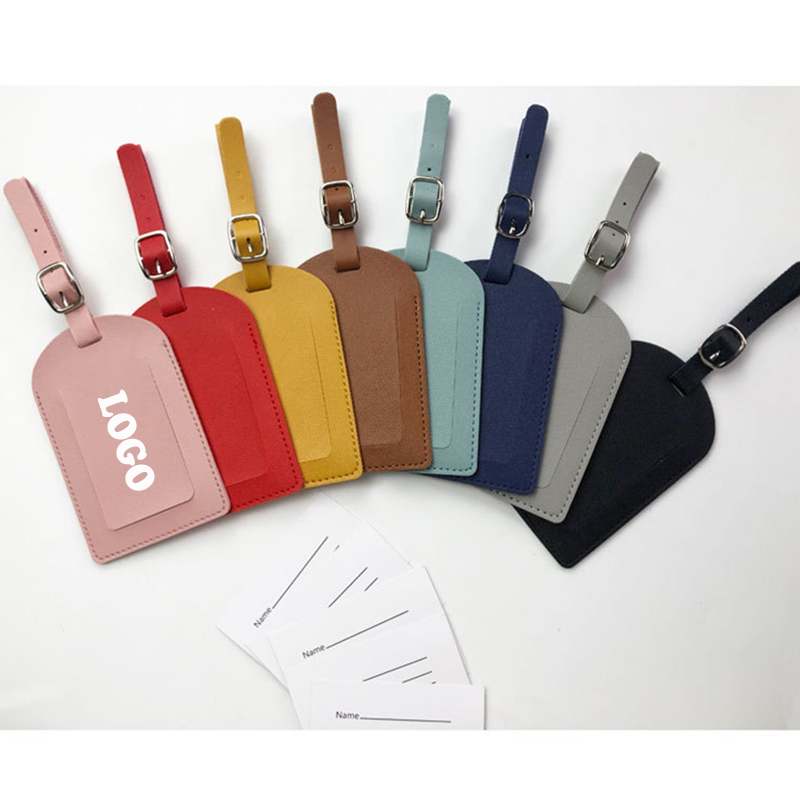 PU Leather Luggage Bag Tags w/Privacy Cover 2