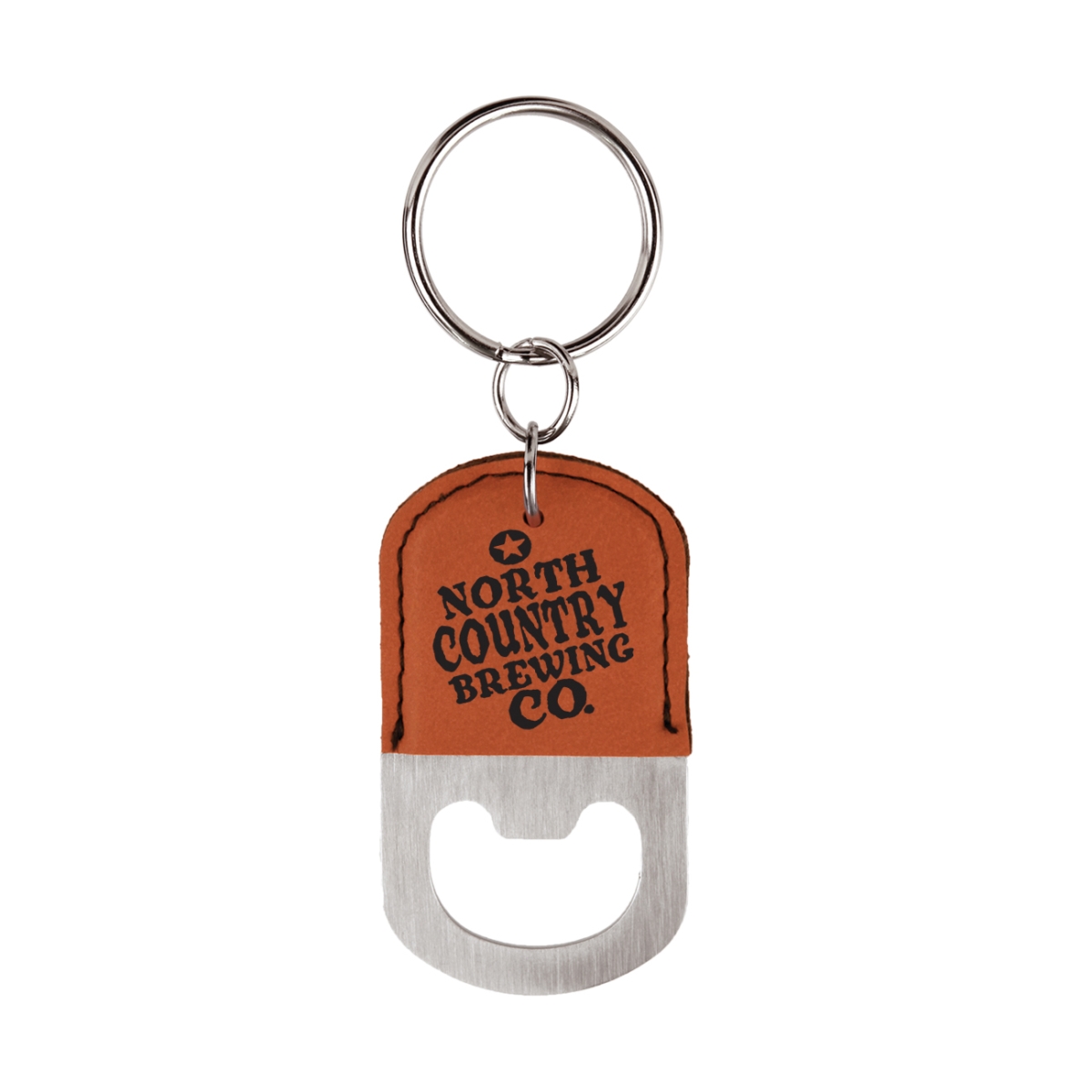 Laser Engraved Leatherette Key Tag with Bottle Opener Oval (2.5"x1.5") 6