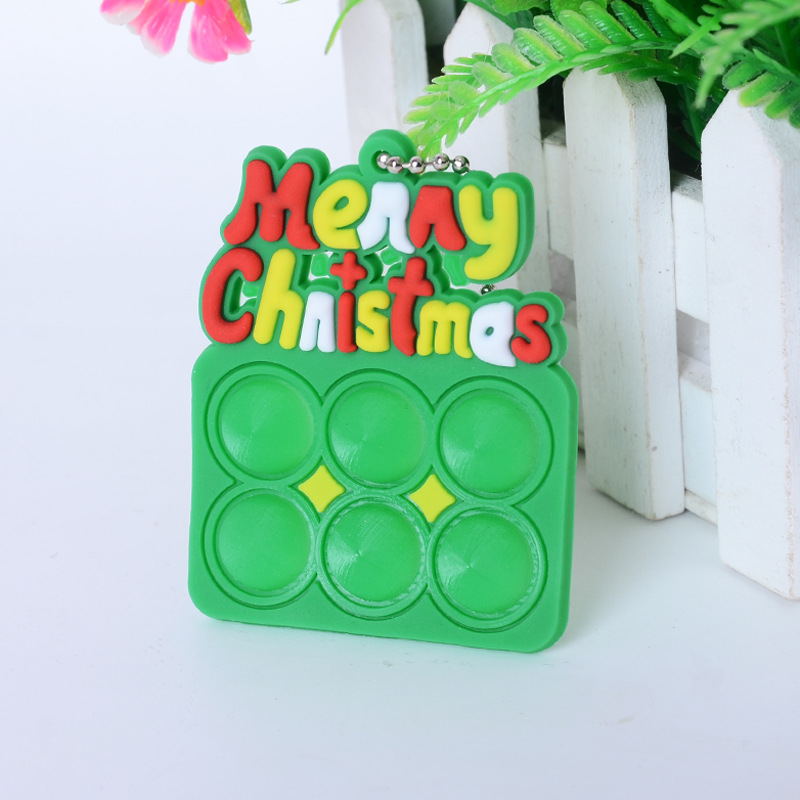 Silicone Christmas Mini Pop Bubble Fidget Toy Bubble Keychain 11