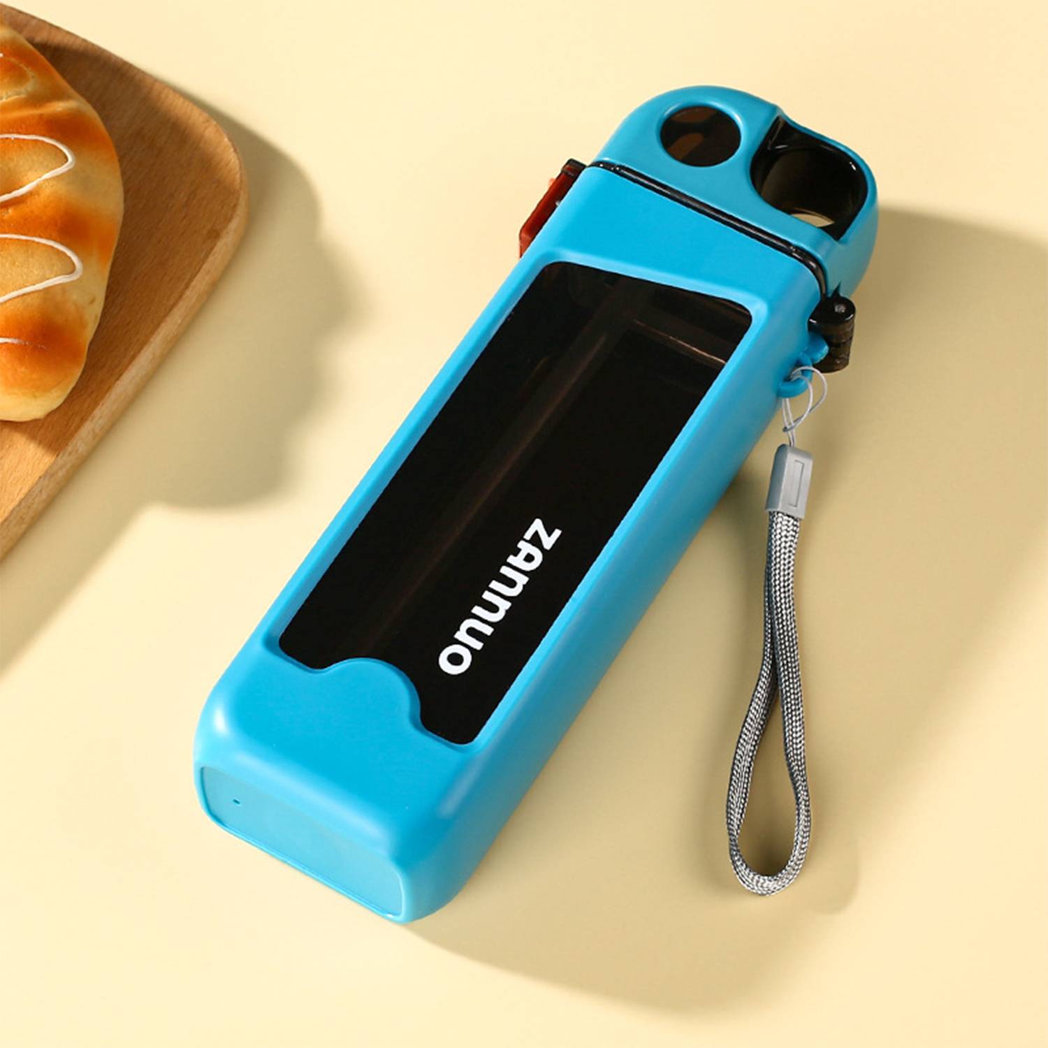 12oz Square Water Bottle w/ Straw 8