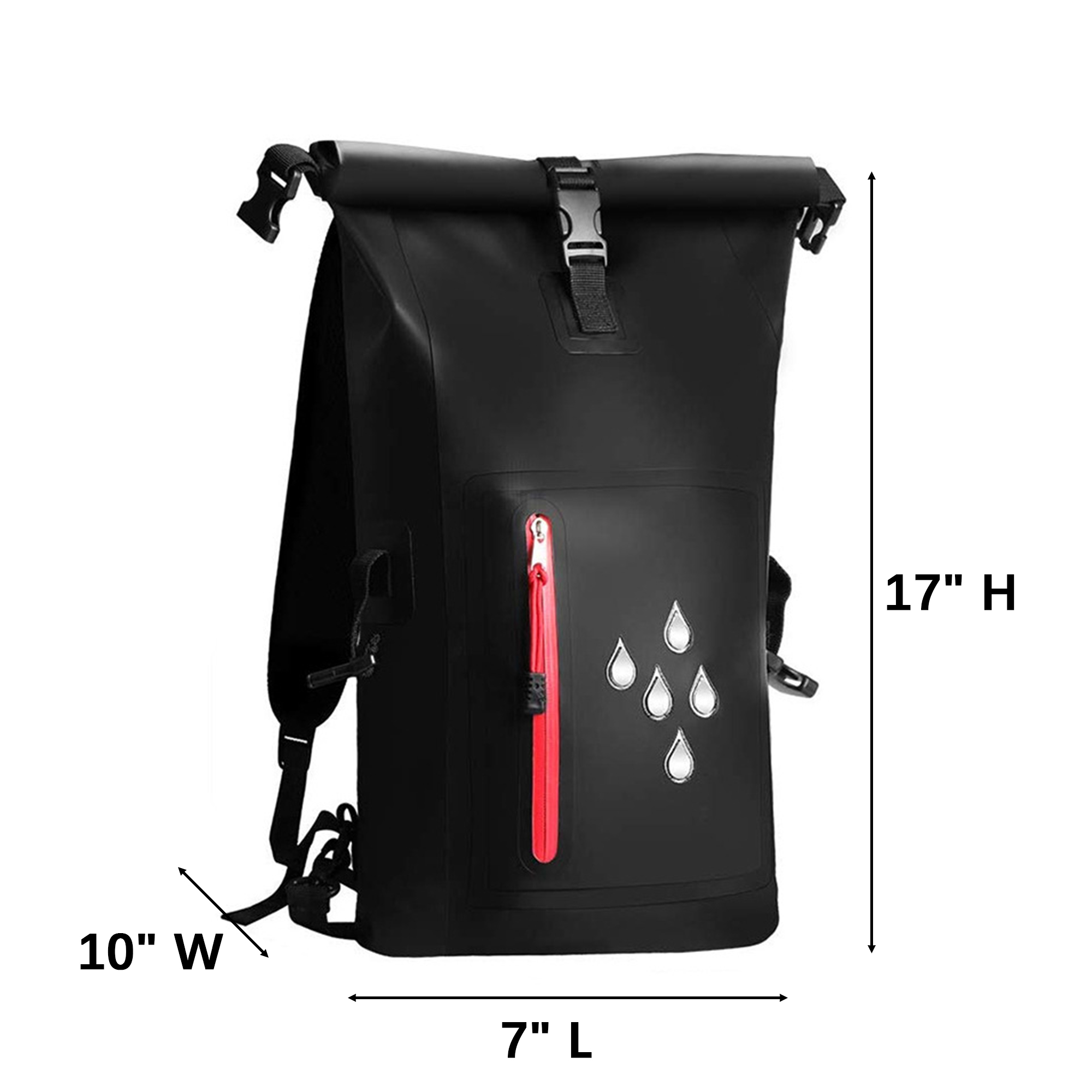 Roll Top Dry Backpack With Detachable Strap 7" x 10" x 17" 6