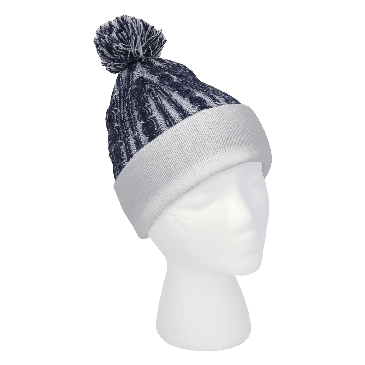 Casey Cable Knit Pom Beanie With Cuff 15