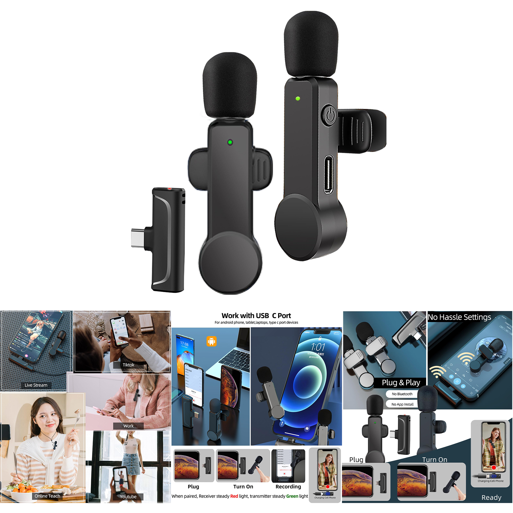 Microphone USB C Wireless Lav Mic for Android Phone 2