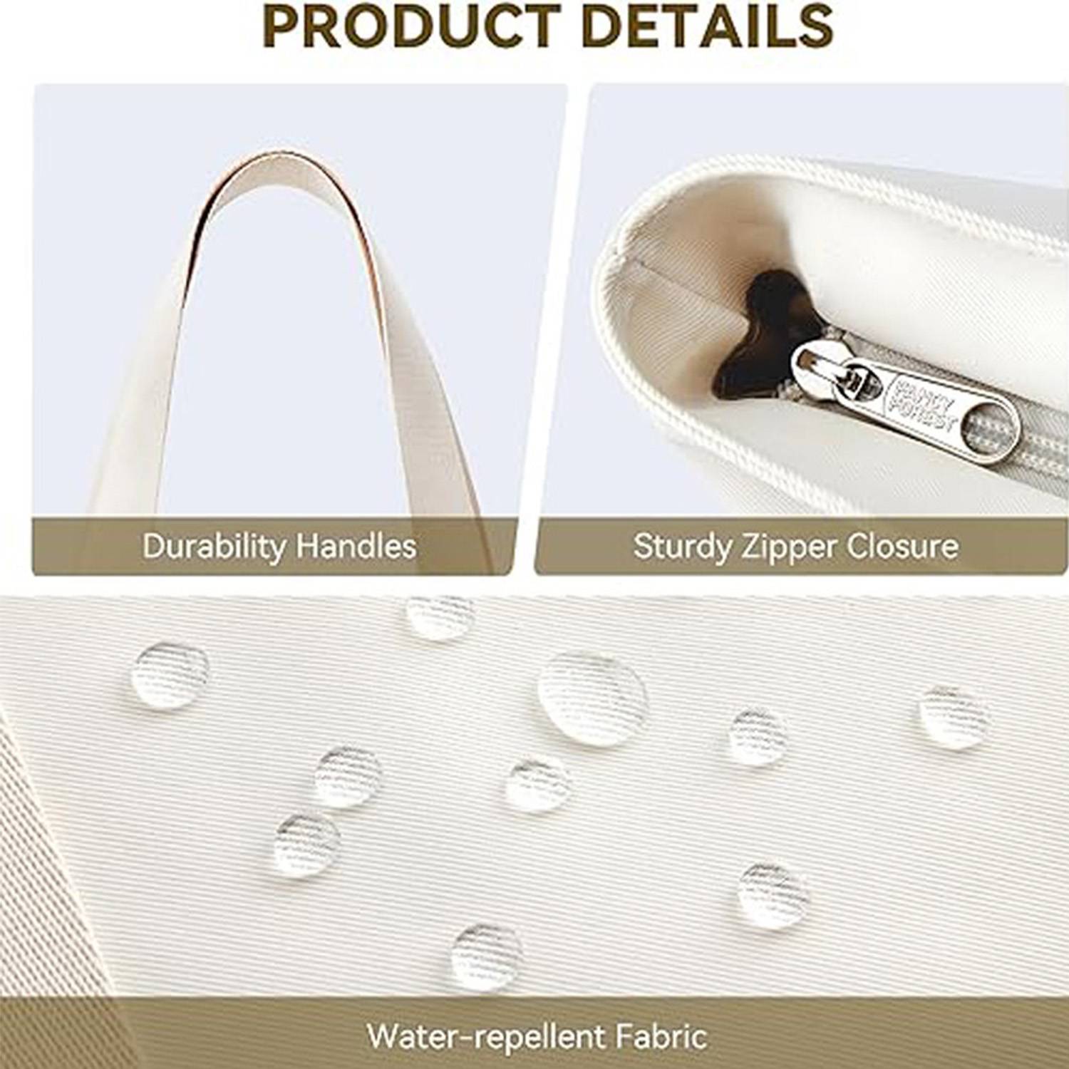 Large Capacity Nylon Tote Bag w/ Zipper Pocket, custom tote bag with logo imprint 5