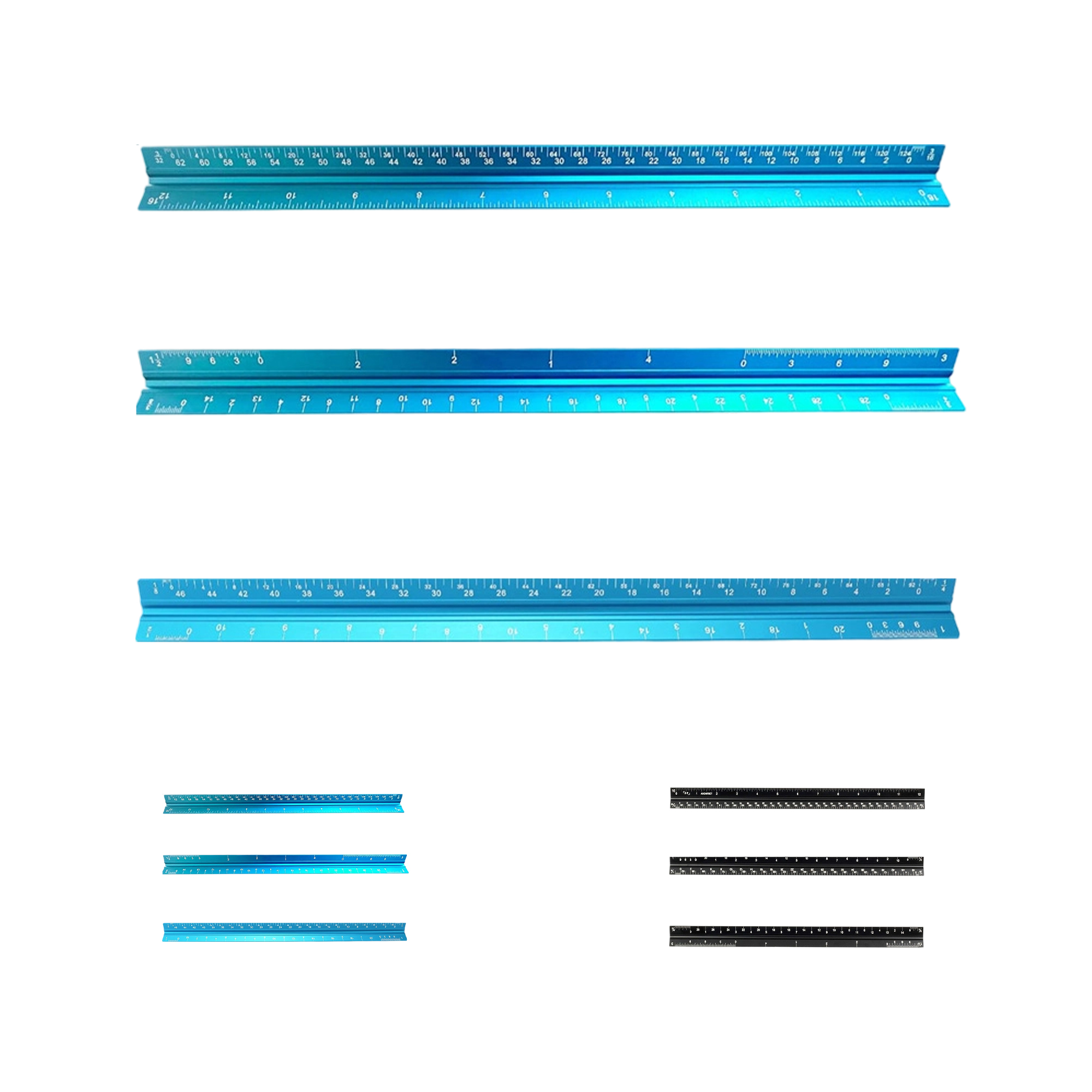11.8-Inch Aluminum Triangular Scale Ruler for Engineers and Designers 4