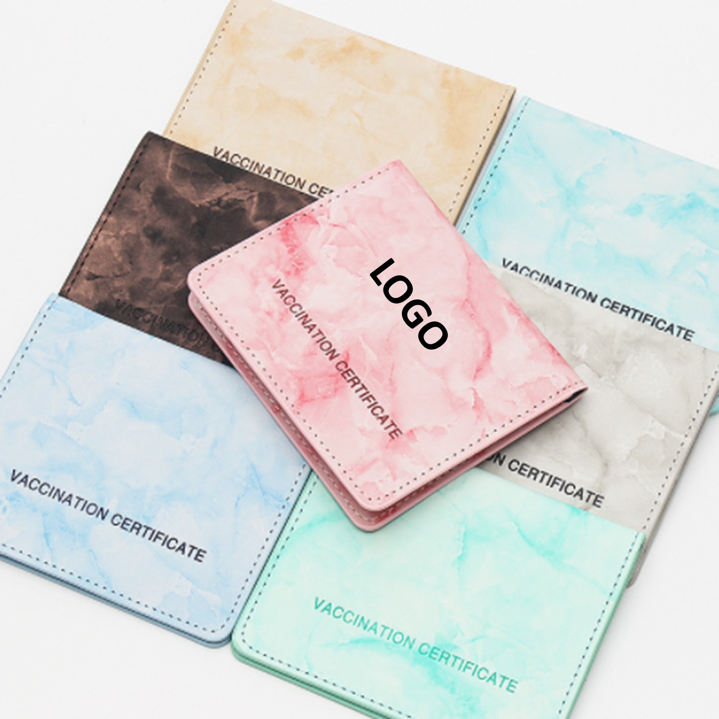 Marble PU Leather Vaccine Card Passport Holder 2