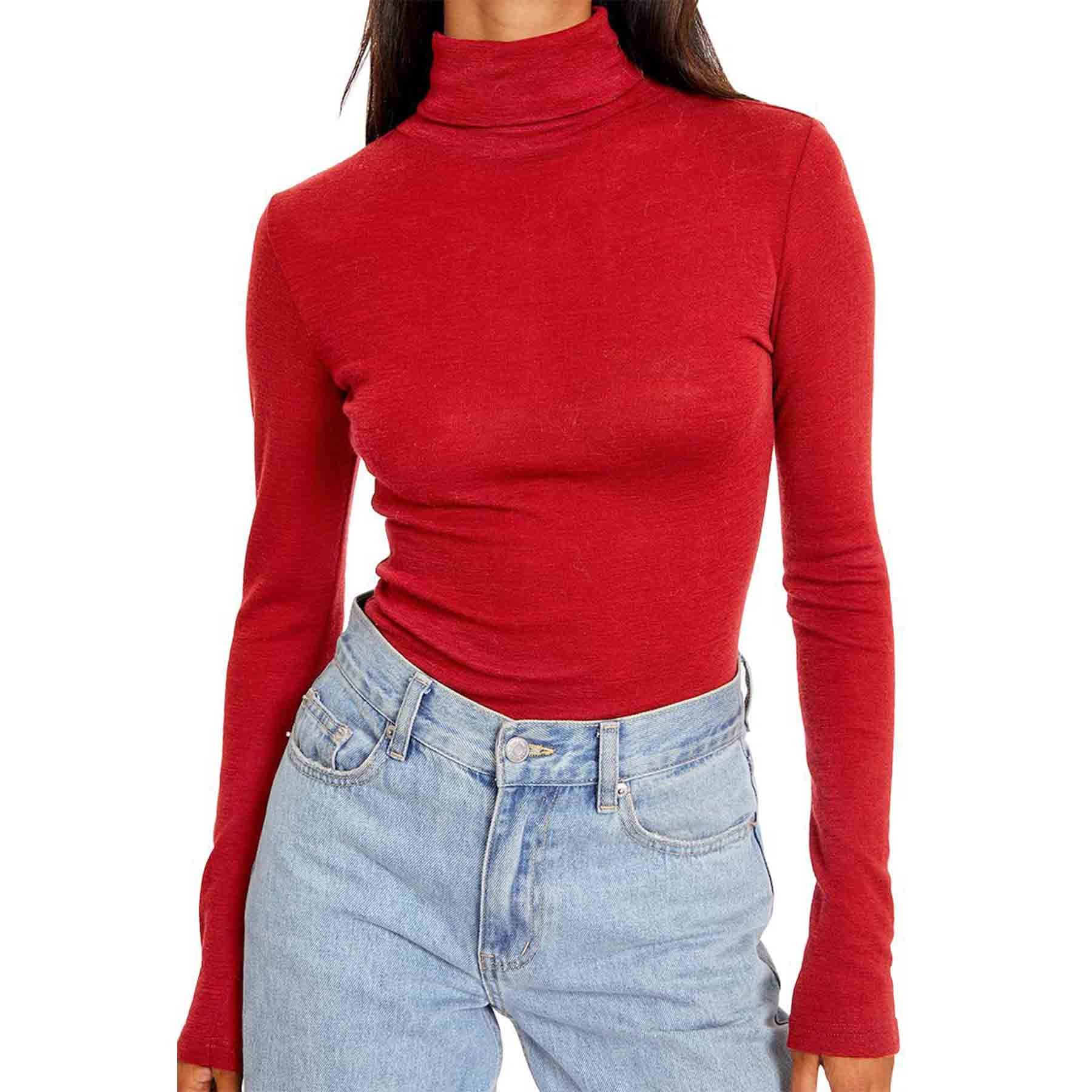 Women Mock Turtleneck Long Sleeve Shirt 6