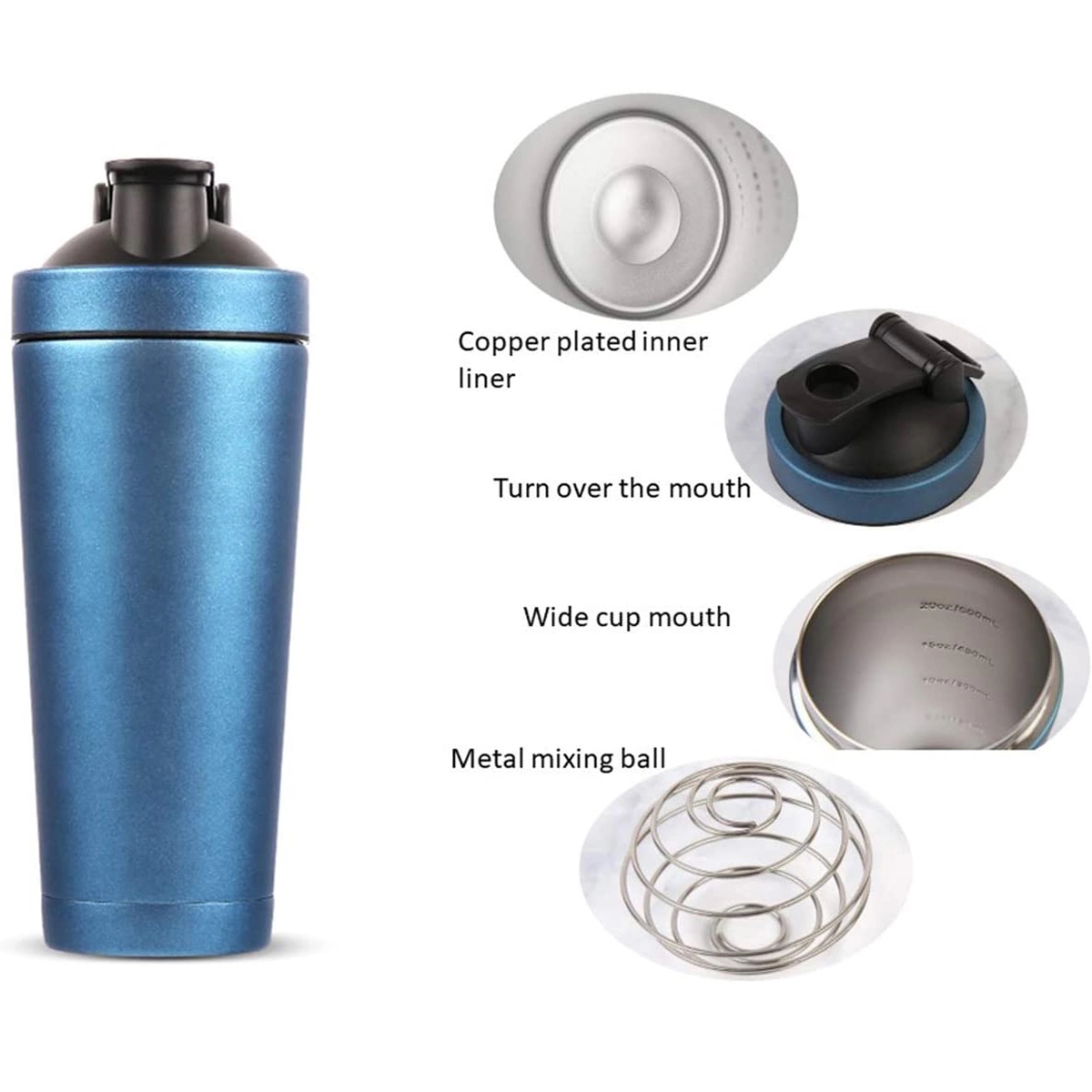 Shaker Cup Insulated Stainless Steel Bottle with Wire Whisk 8
