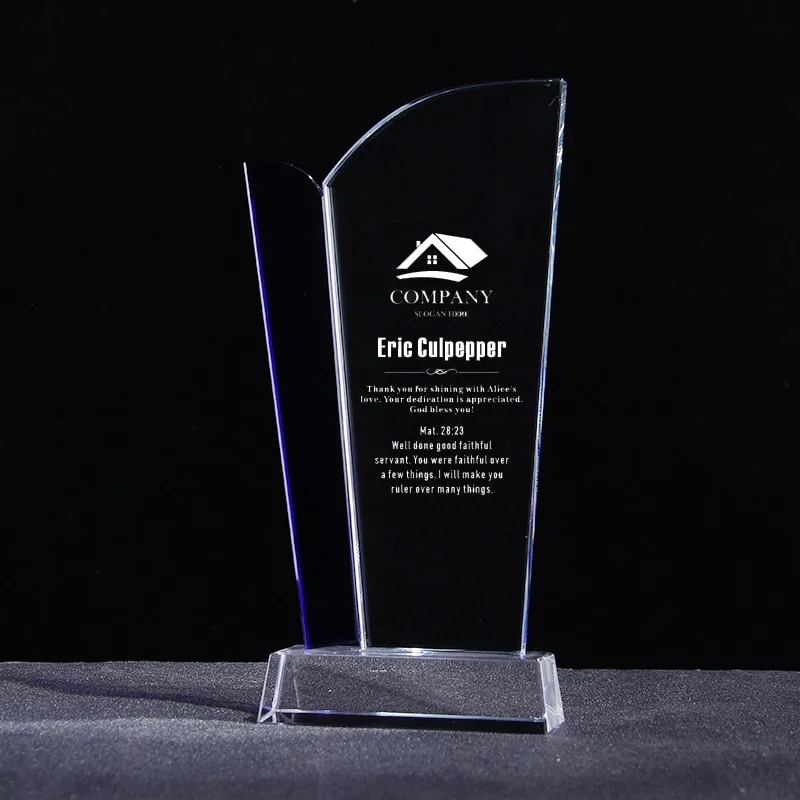 Crystal Blue Accented Wave Trophy 2