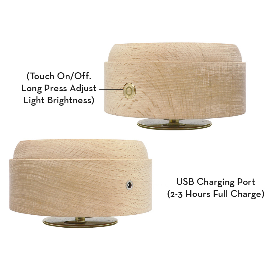 3D LED Night Light And Crystal Ball Music Box With Wooden Base 6