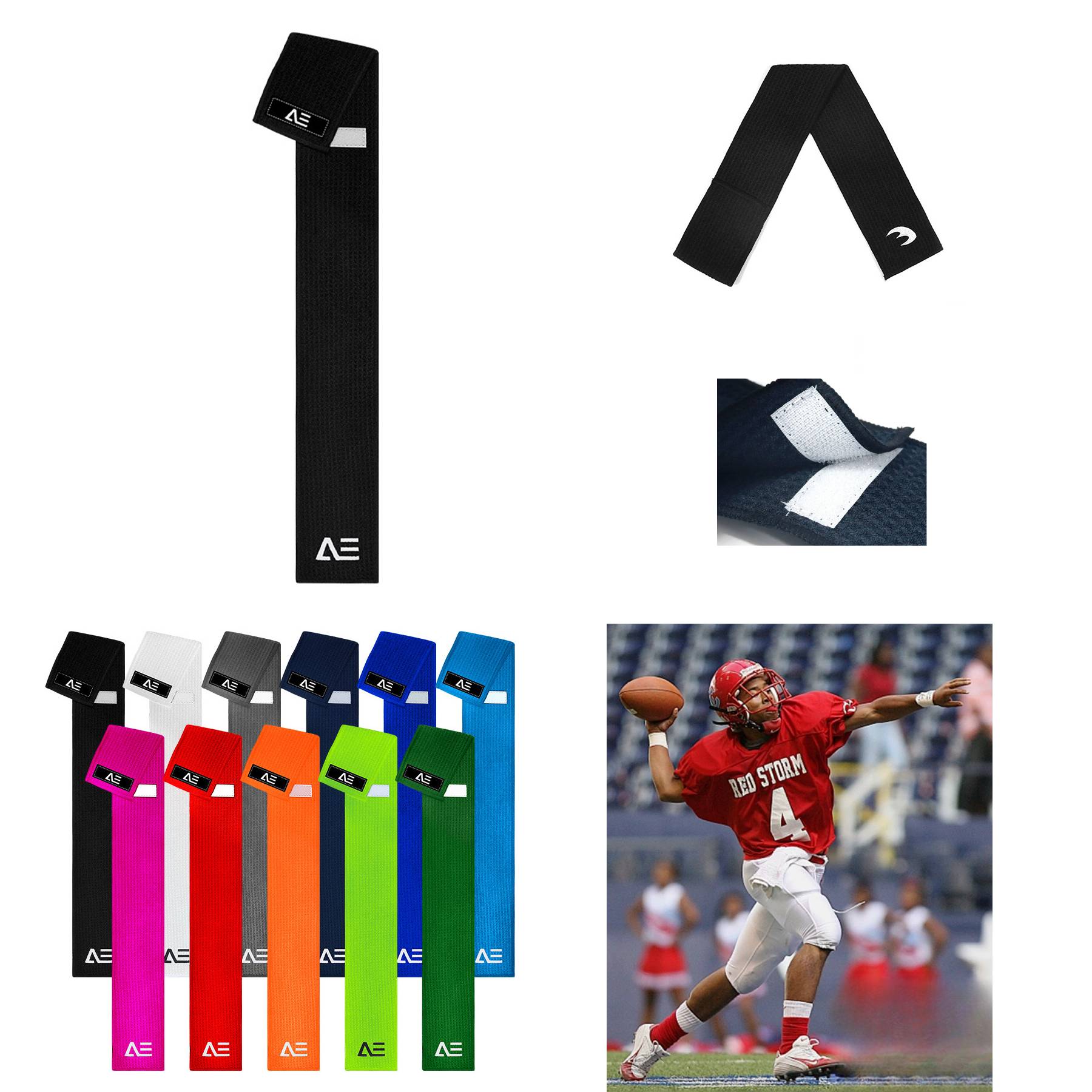 Thin Streamer Football Clean Towel with Hook and Loop Fastener 1