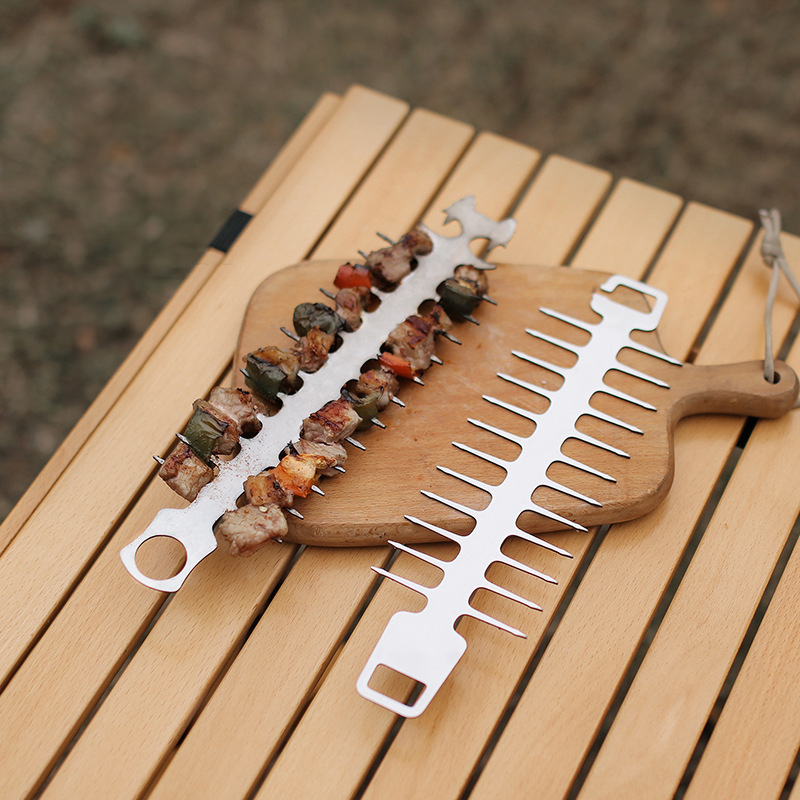 304 Stainless Steel Fish BoneBarbecue Stick BBQ Fork 2