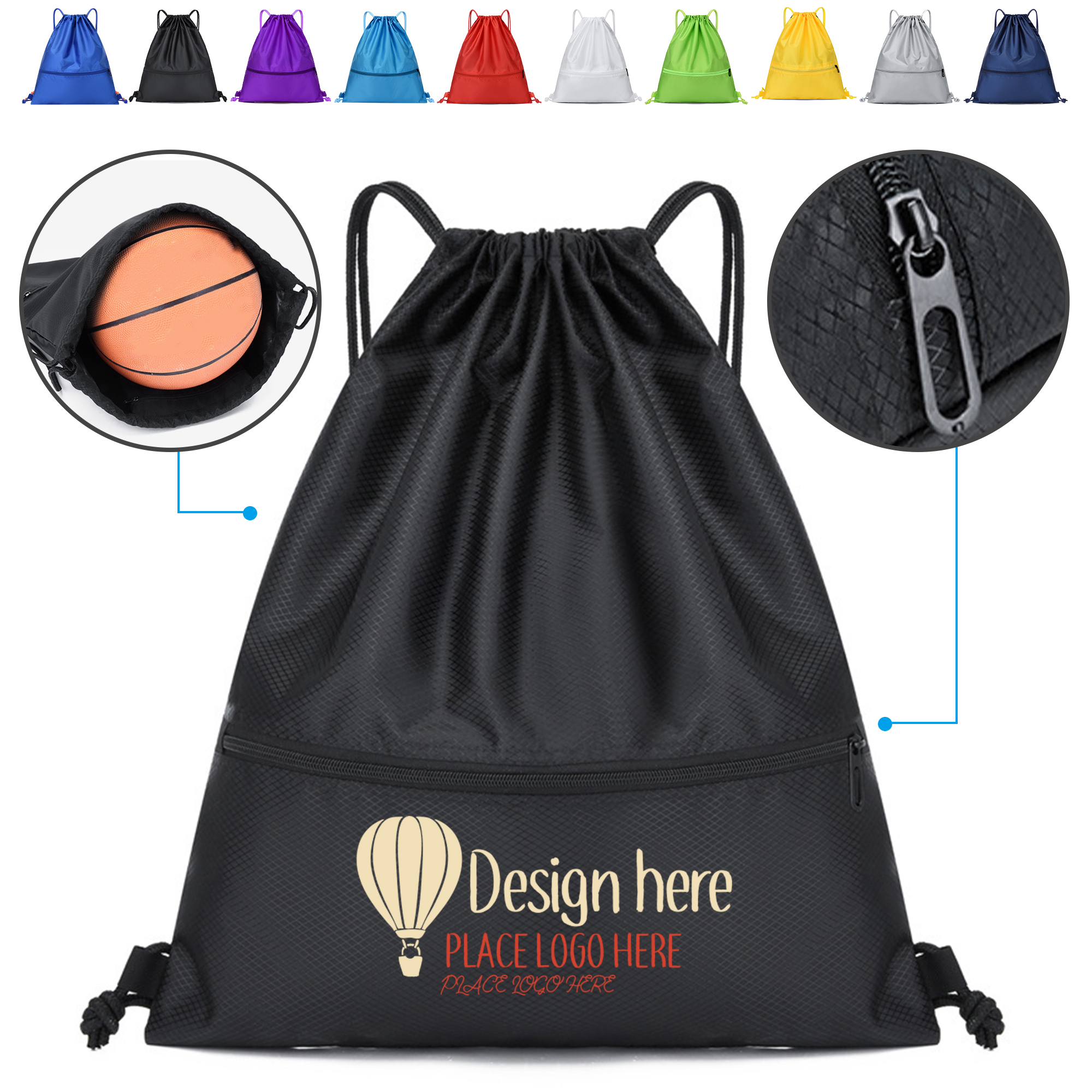 Multi-color basketball backpack with built-in pockets 2