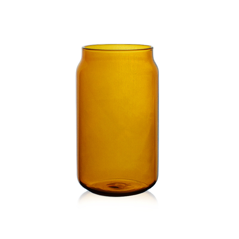Colored Glass Can with Glass Straw 5