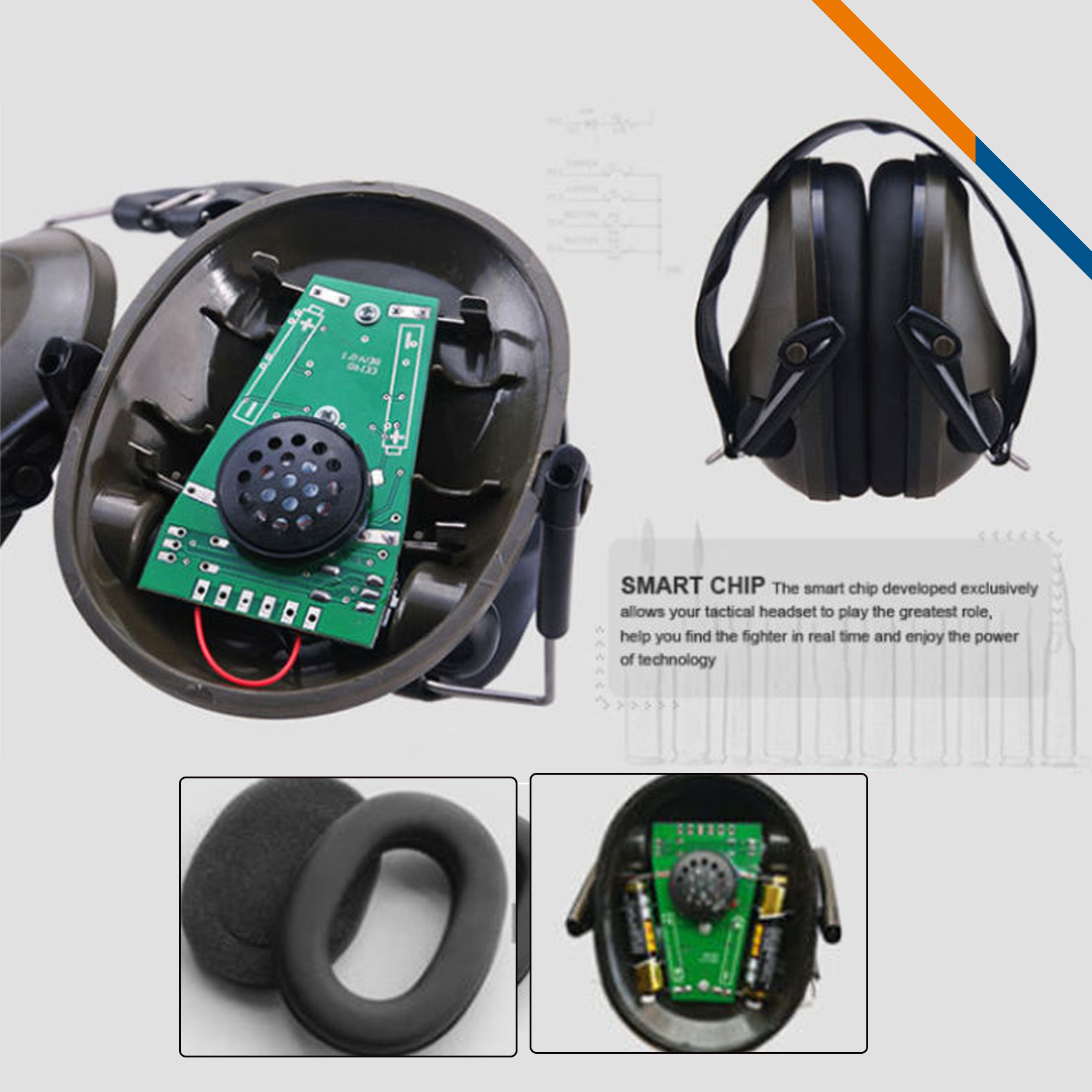 Clay Foldable Shooting Noise Reduction Earmuffs 4
