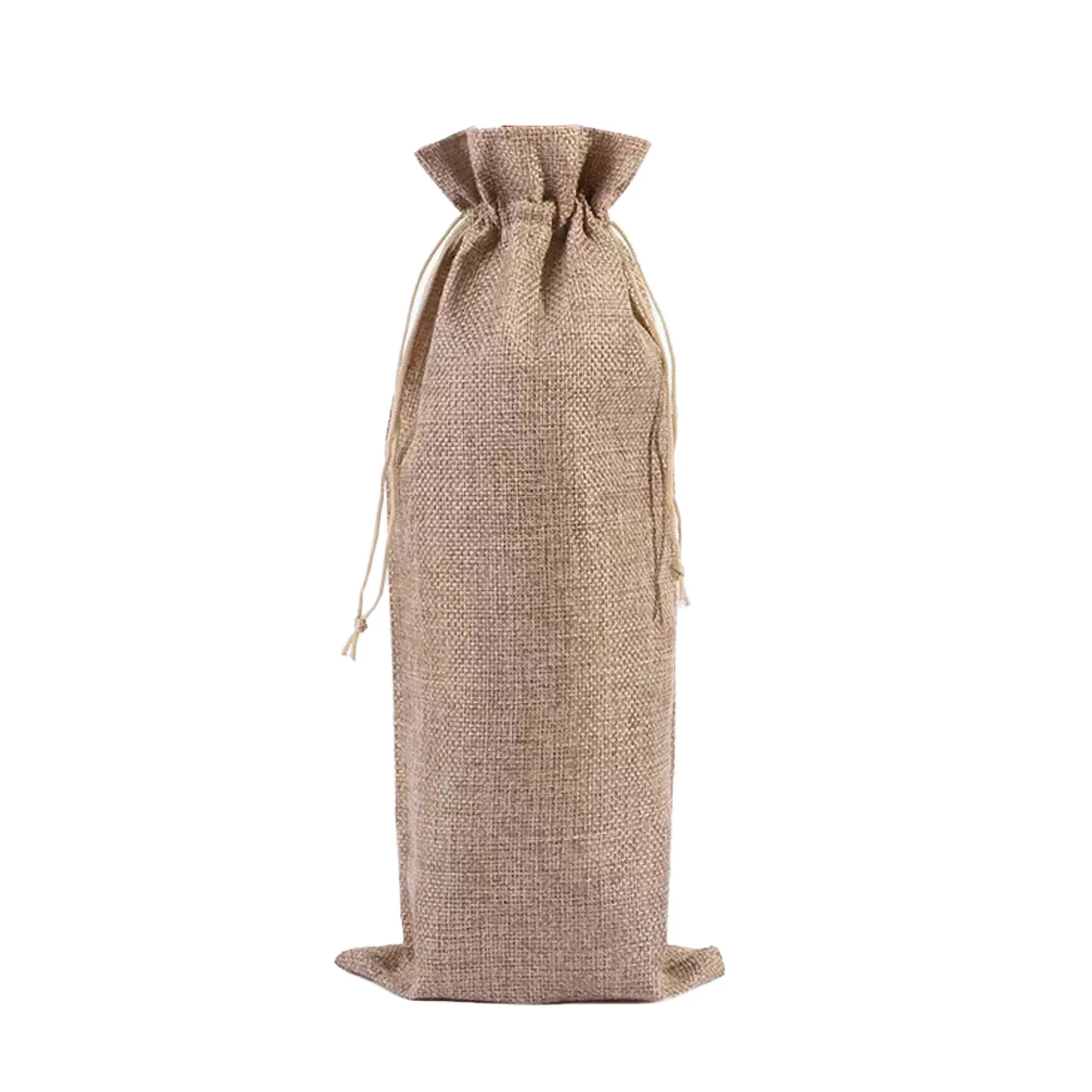 Burlap Drawstring Wine Bag Gift Tote Holder Sackcloth 9